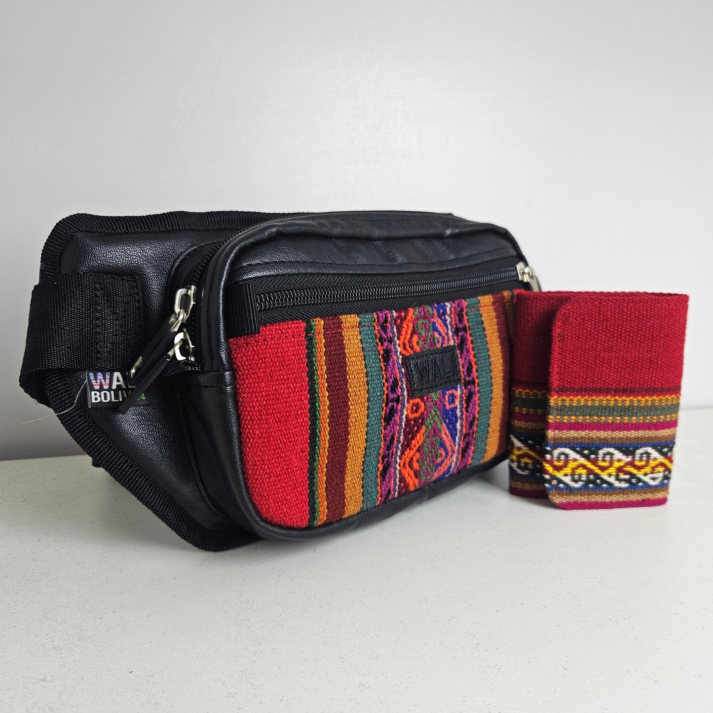 Combo riñonera y billetera triple (negro)