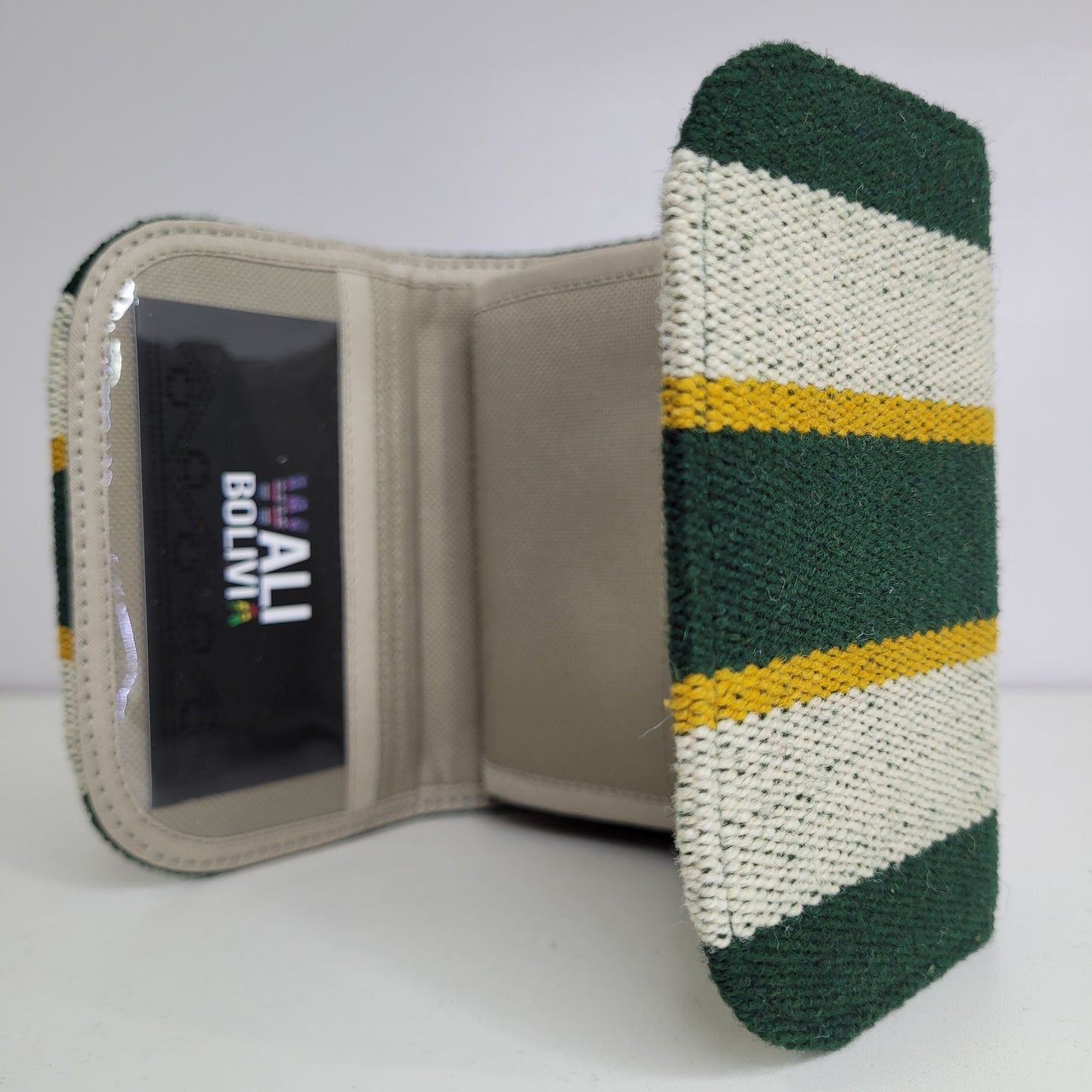 Billetera Mini (verde con franjas)