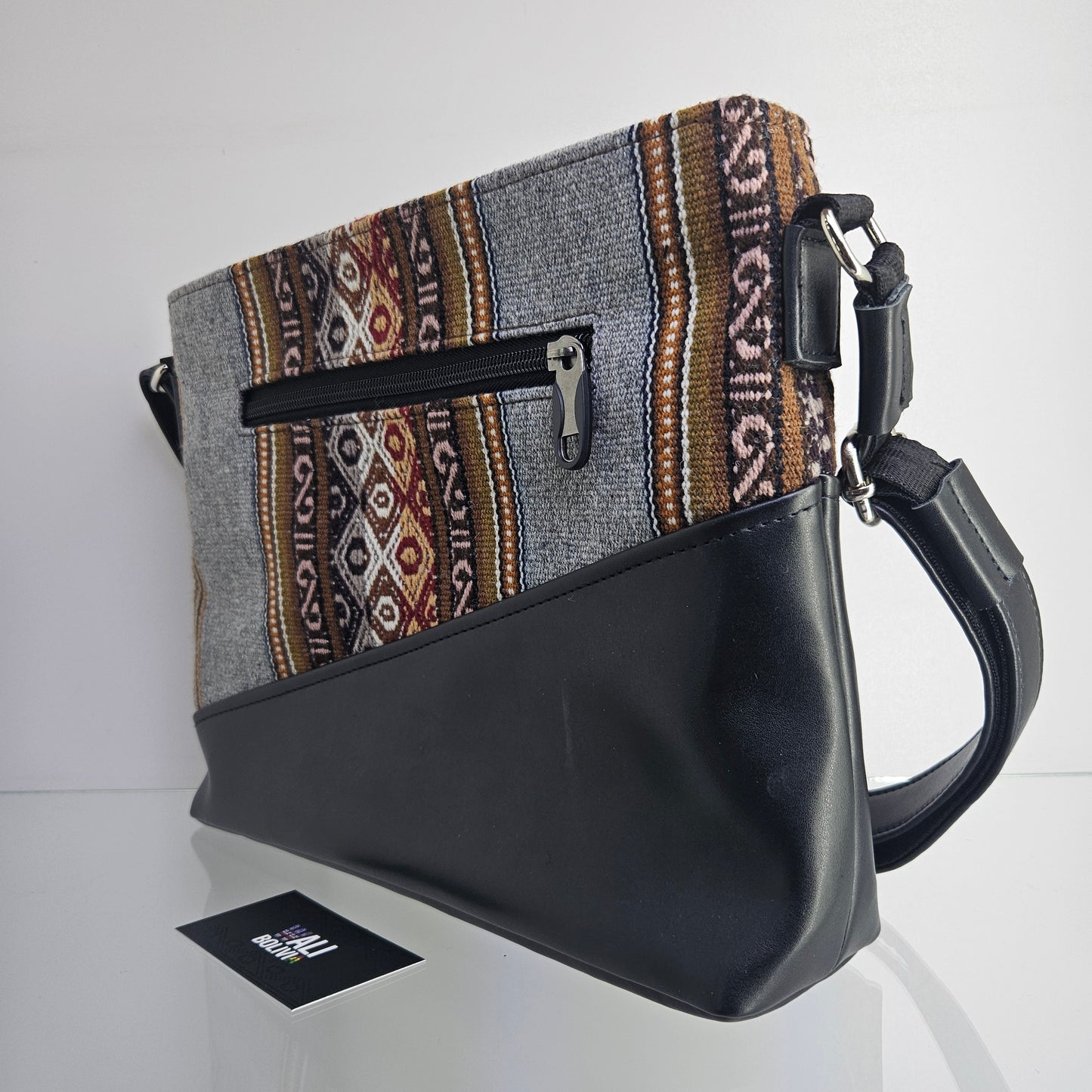 Cartera Warmi l (plomo con diseño)