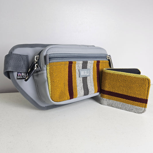 Combo riñonera y billetera doble (mostaza)