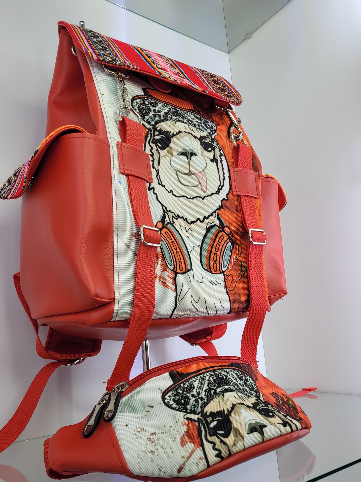 Combo Mochila y riñonera (roja)