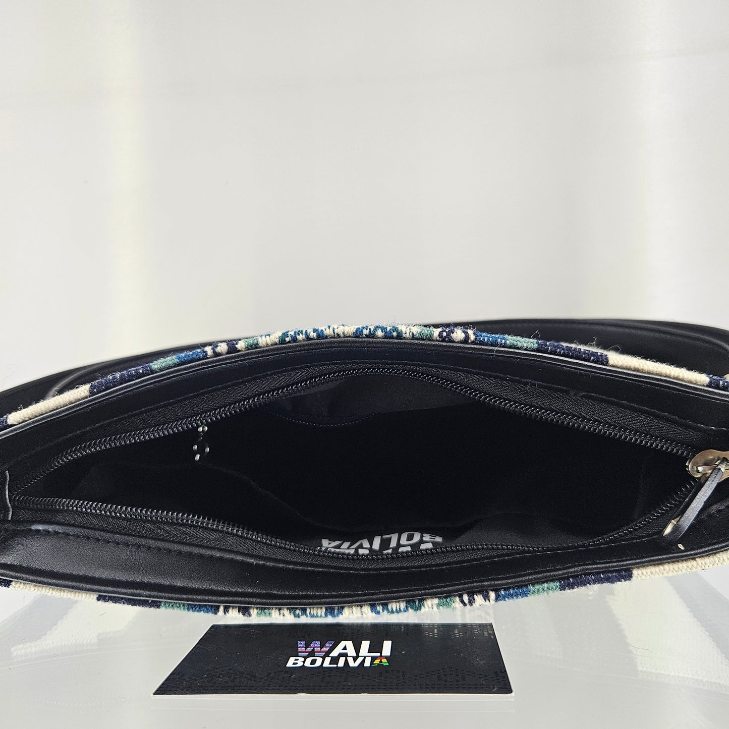 Cartera cuero aguayo (jade)