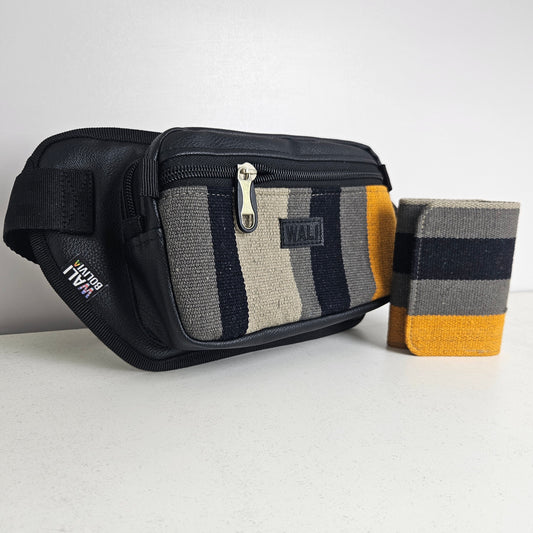 Combo riñonera y billetera triple (plomo oscuro)