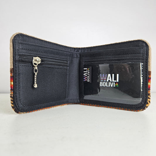 Billetera Doble (beige con diseño bajo)