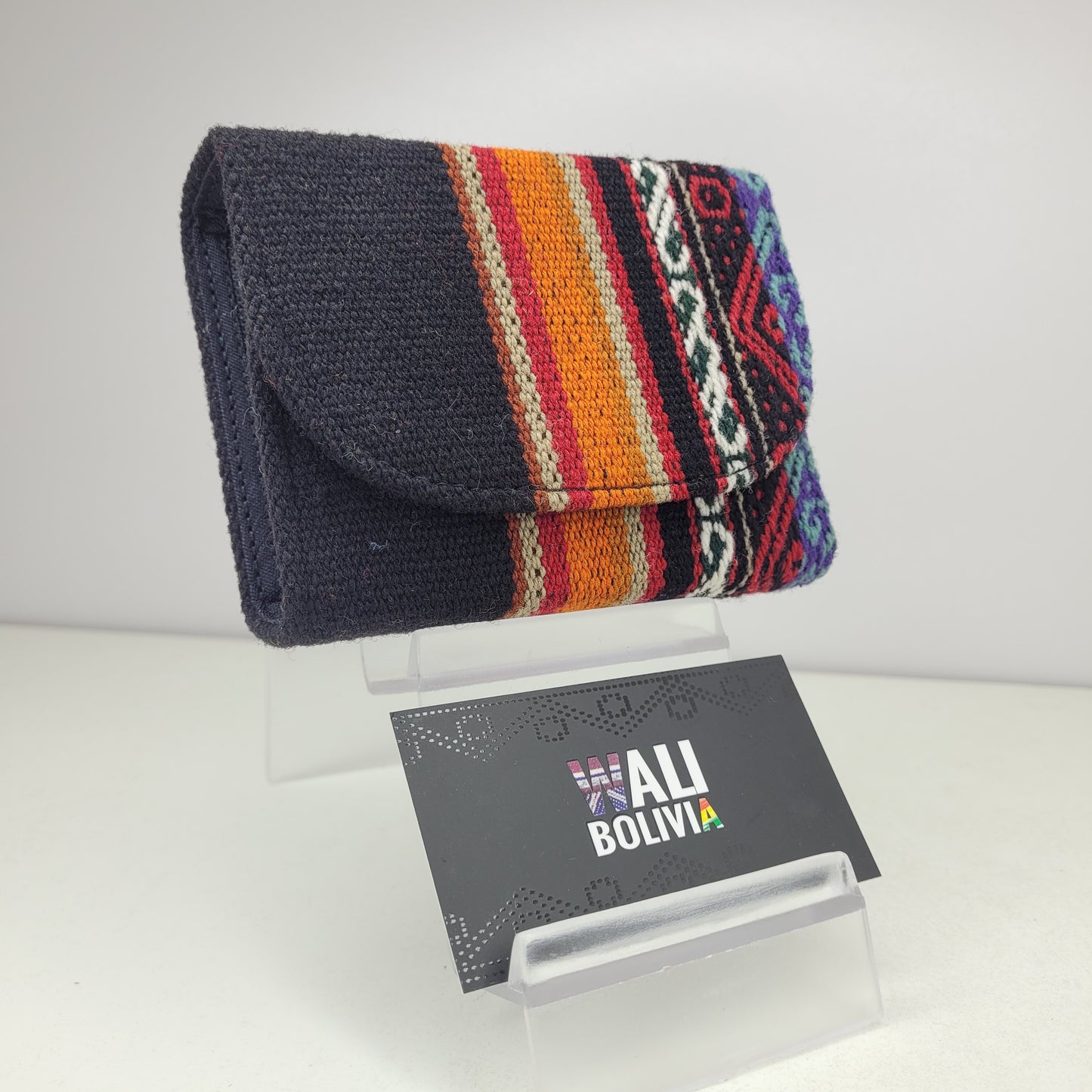Billetera Mini (negro con rayas naranjas )