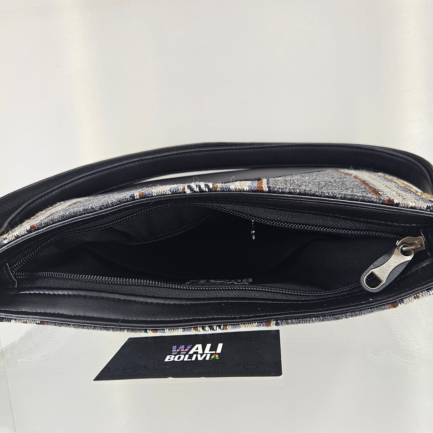 Cartera cuero aguayo (gris lobo)