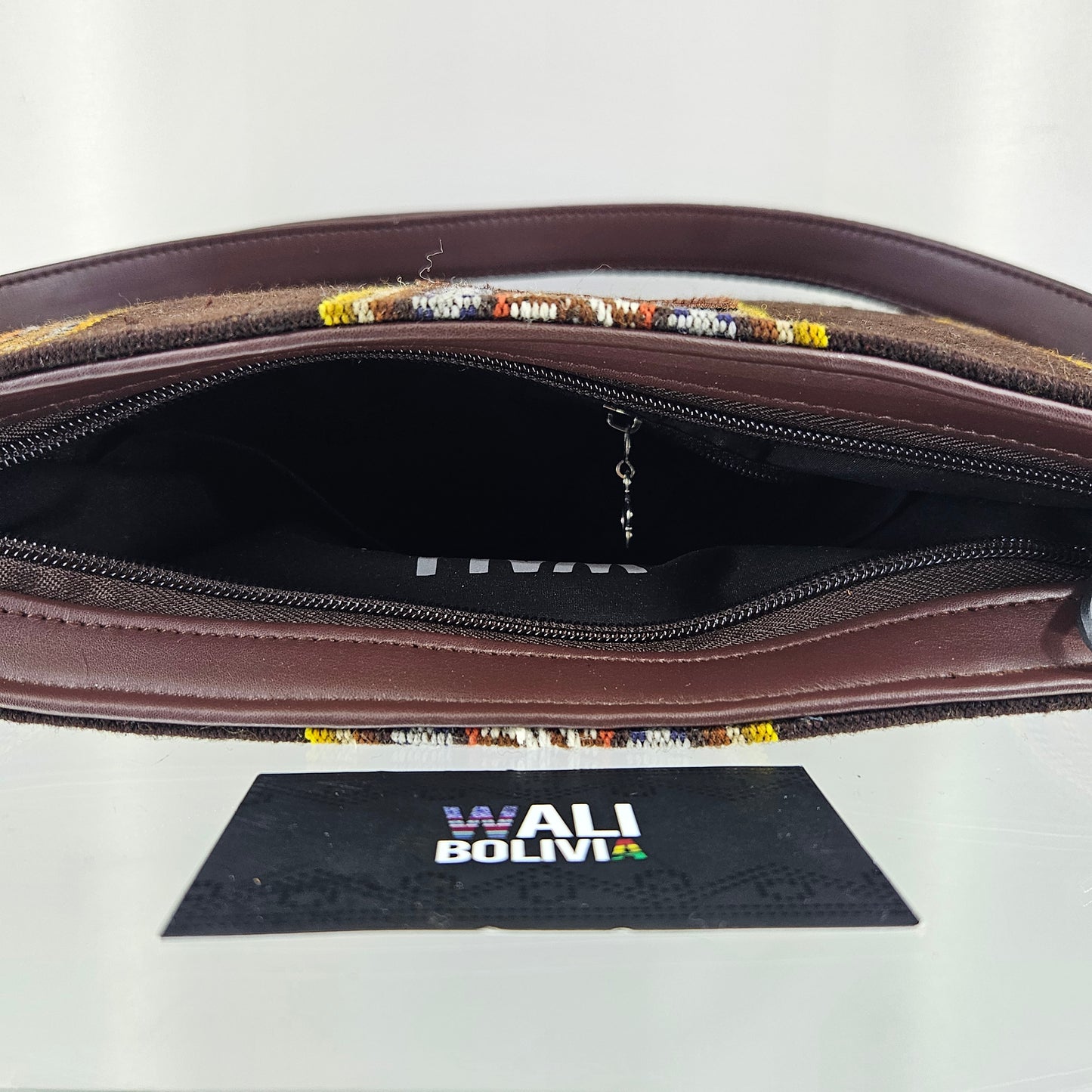 Cartera cuero aguayo (chocolate )