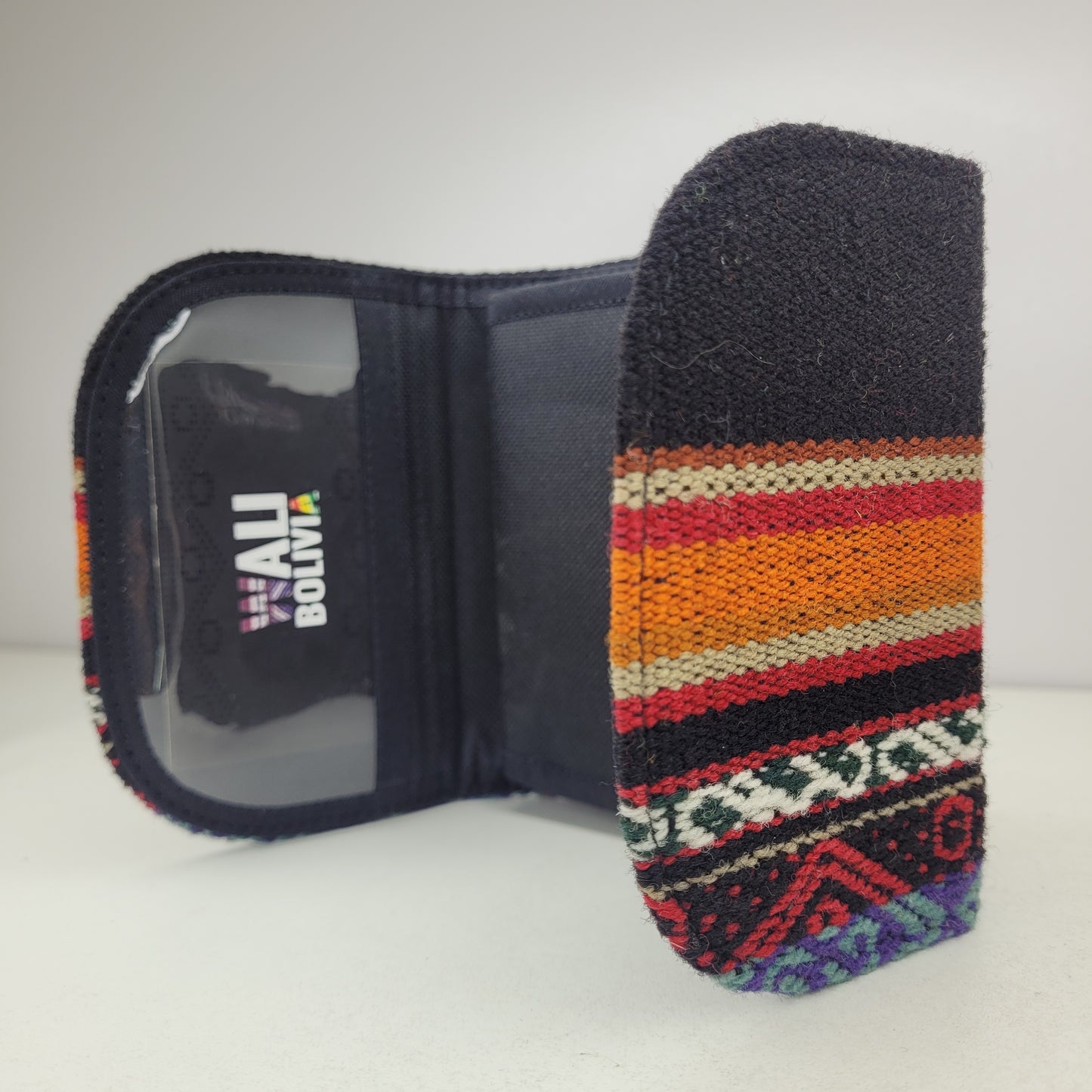 Billetera Mini (negro con rayas naranjas )
