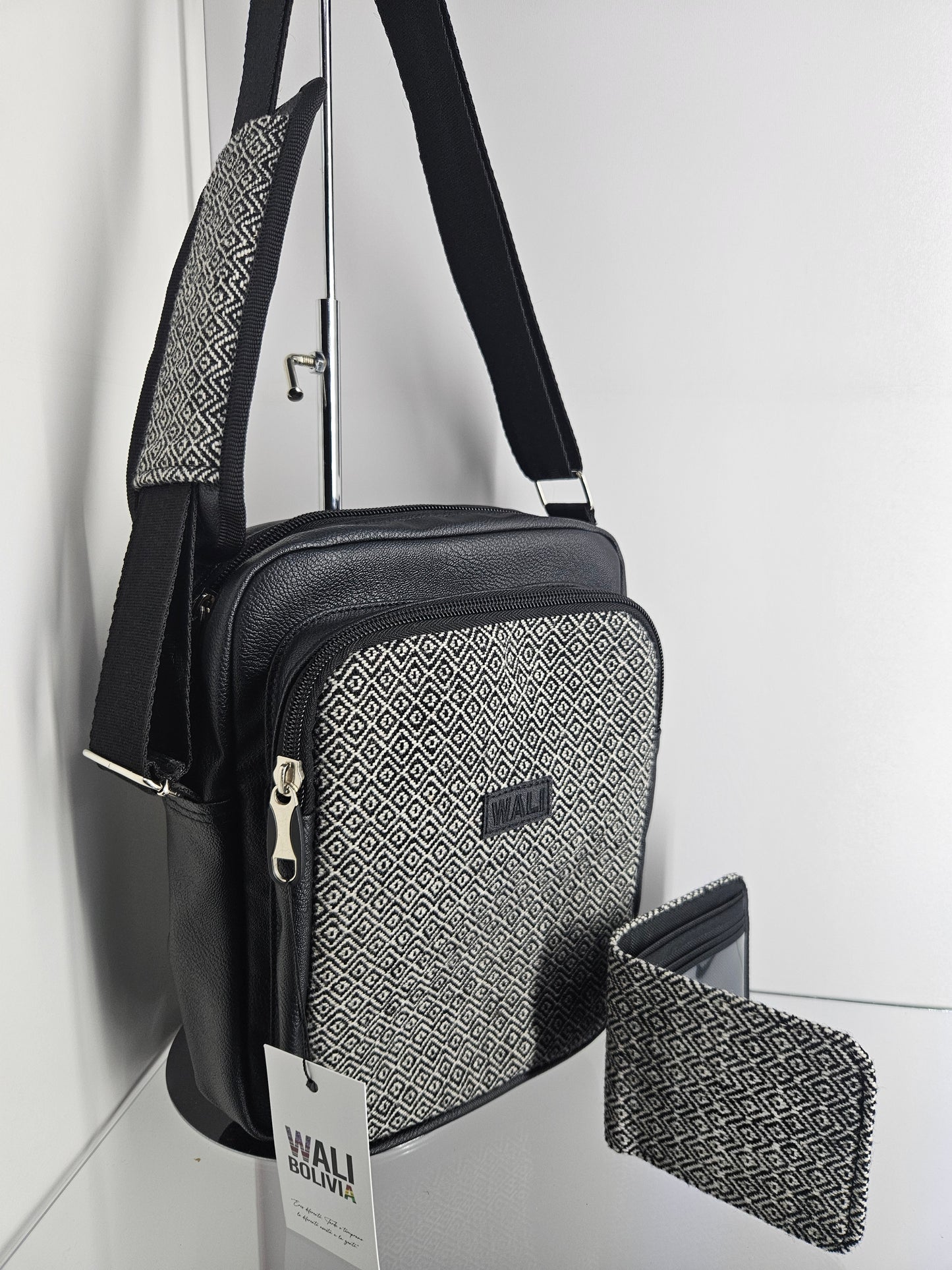 Combo de morral y billetera (Perdiz blanco)