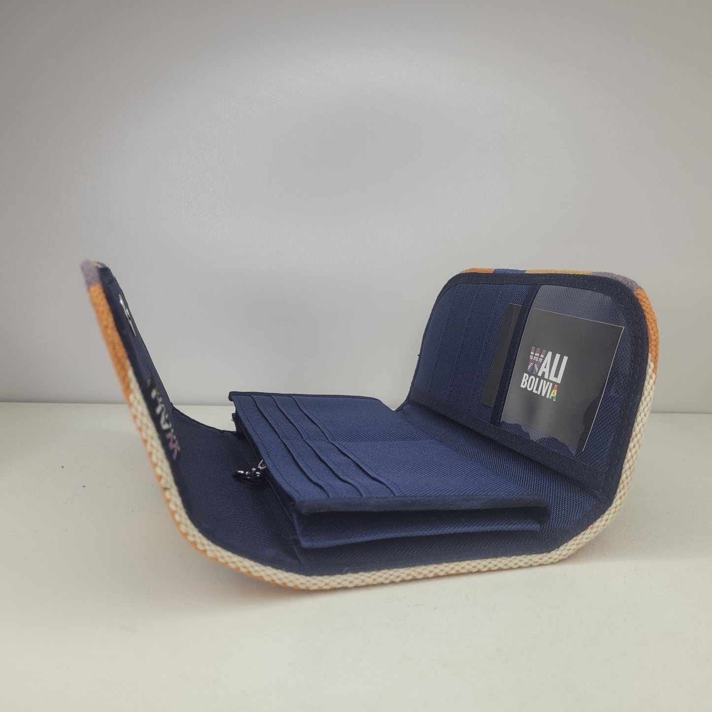 Billetera Porta Celular (Azul-naranja)