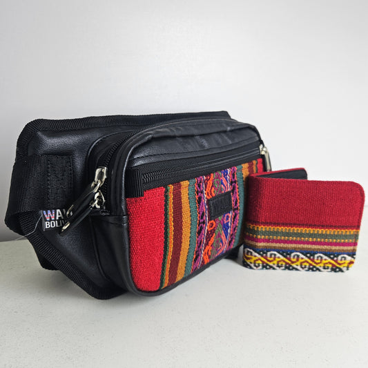 Combo riñonera y billetera doble (rojo)
