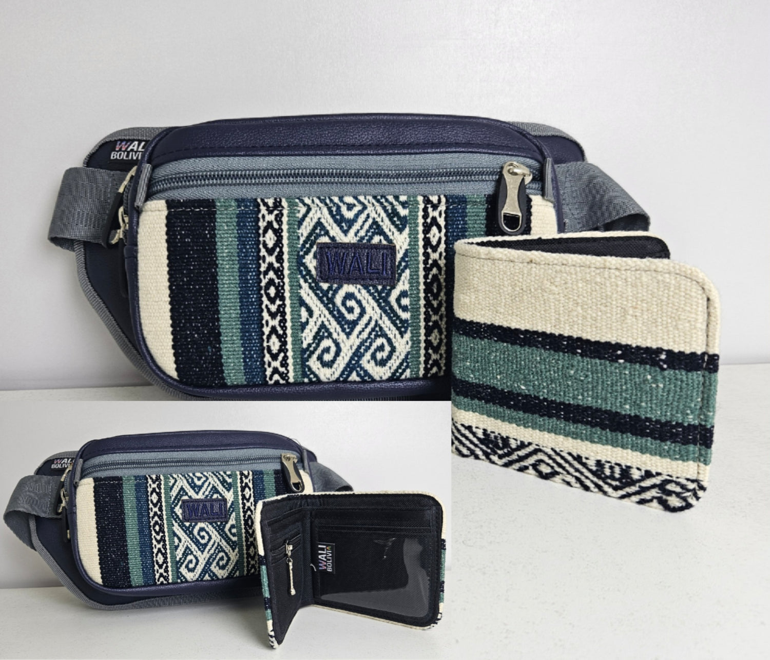 Combo riñonera cuadrada y billetera doble