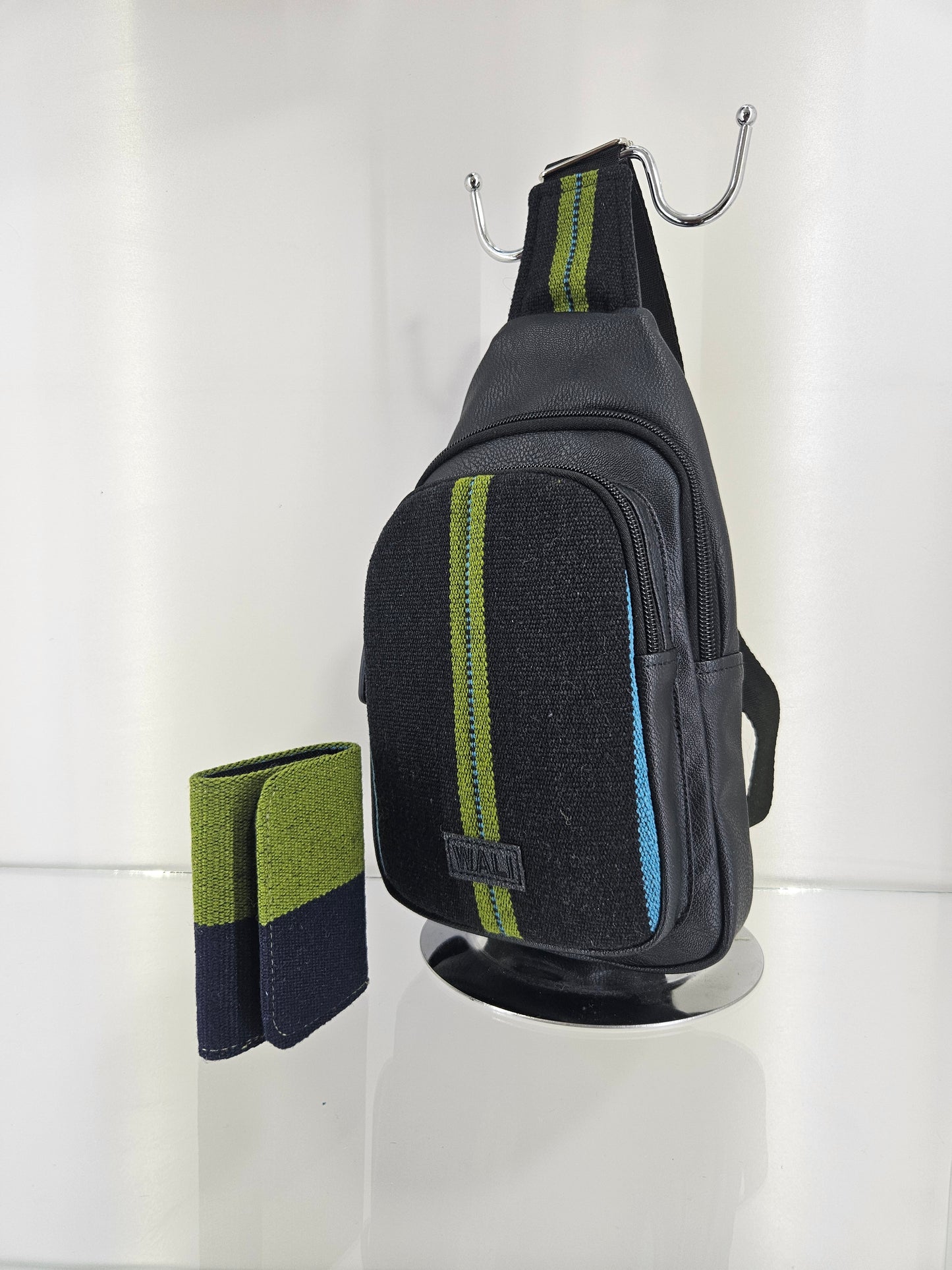 combo pechera y billetera triple (azul marin)