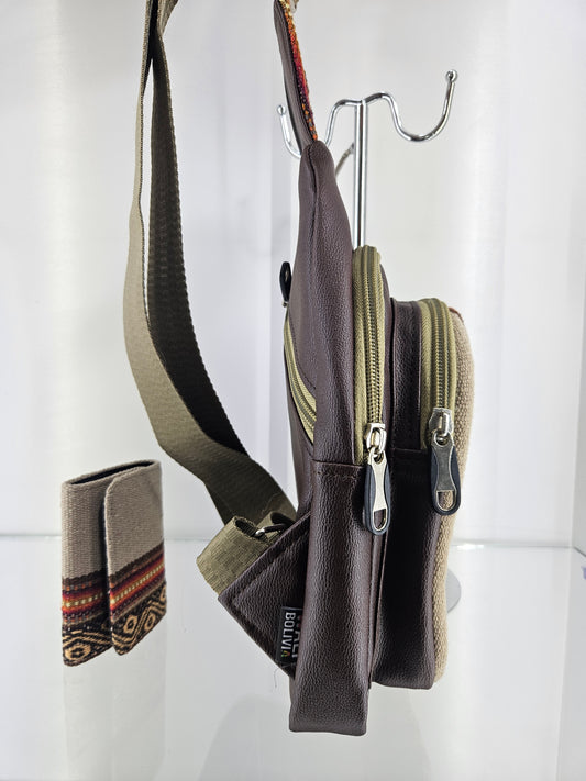 Combo Pechera y billetera triple (beigue)