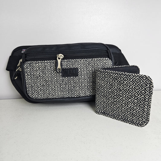 Combo riñonera y billetera doble (Perdiz blanco)