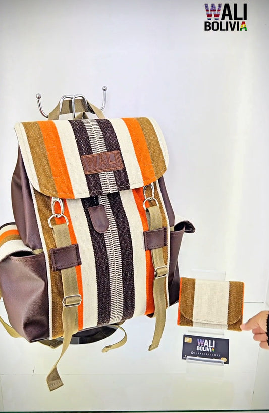 Combo Mochila y billetera mini (camel copper)