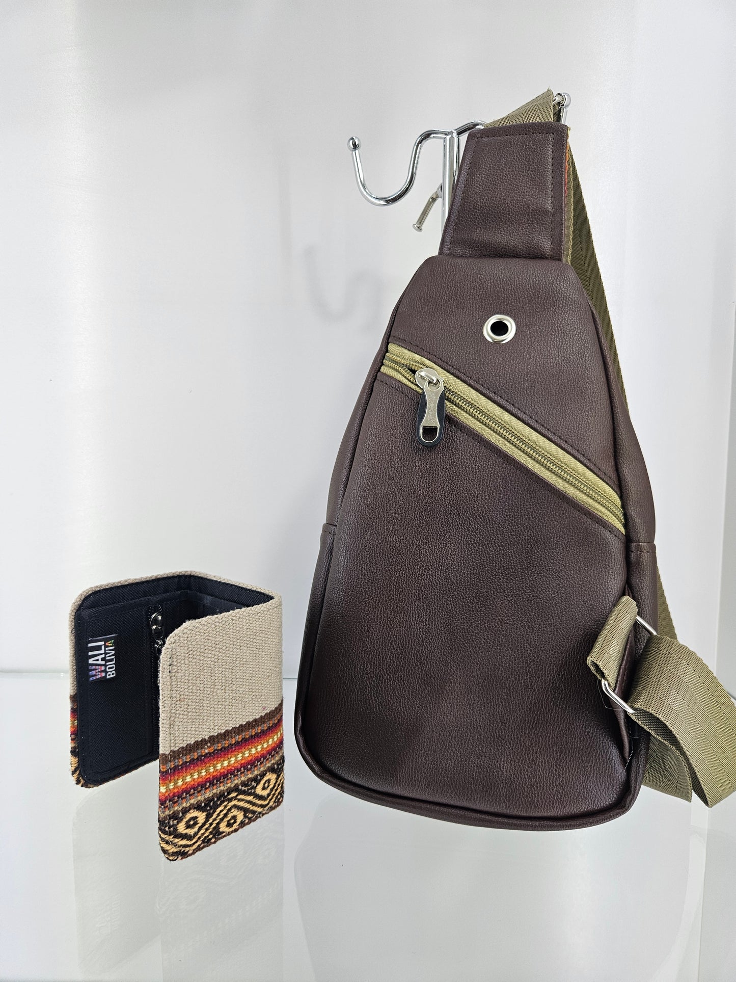 Combo Pechera y billetera triple (beigue)