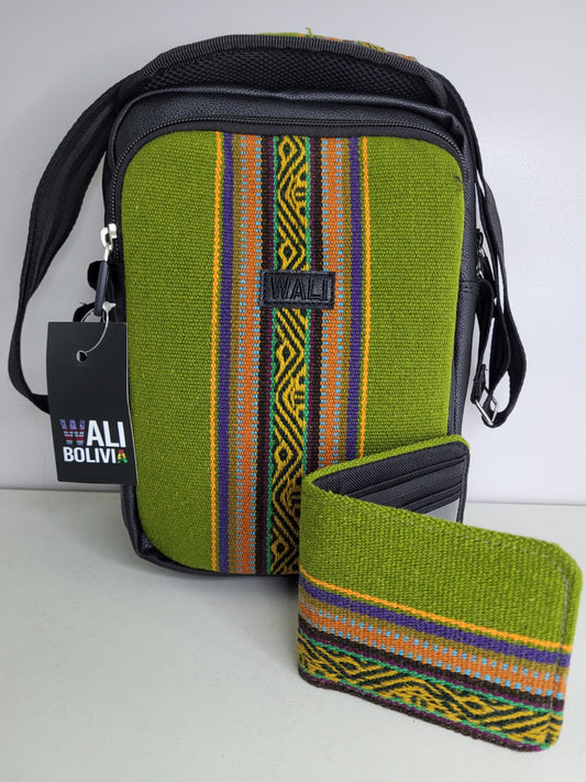 Combo morral con billetera (verde pacai)