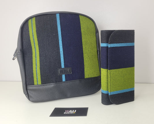 JUEGO DE MOCHILA CHICA (verde y azul)