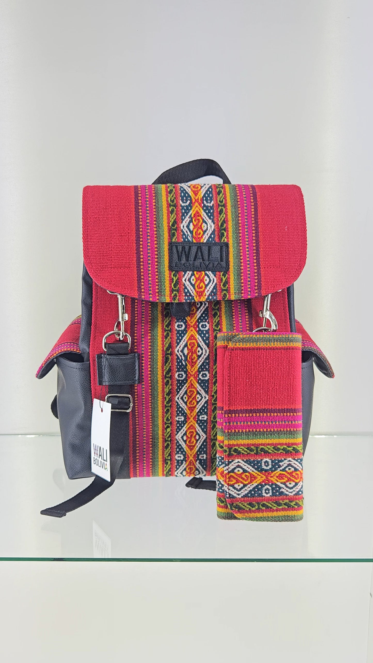 Combo rojo - mochila y billetera de aguayo