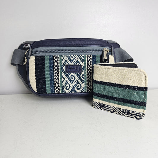 Combo riñonera y billetera (jade azul)