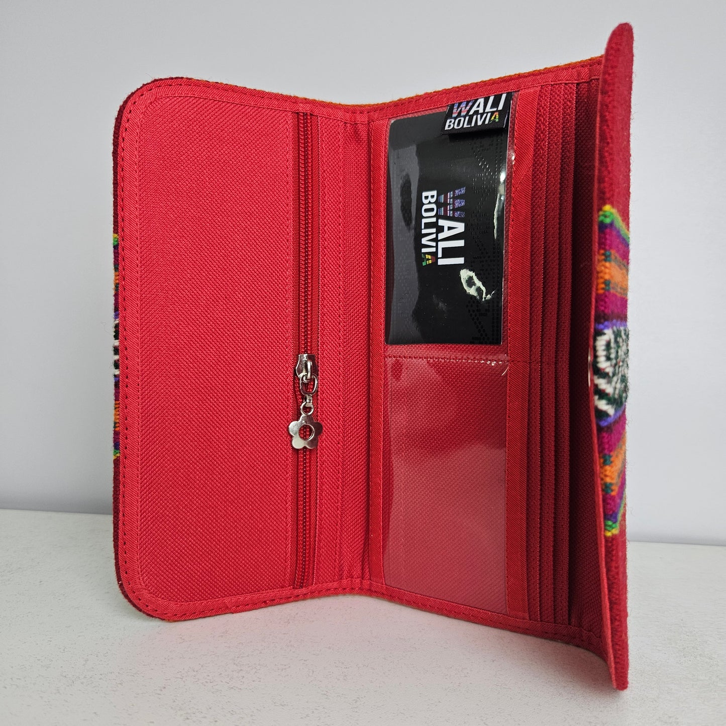 Billetera chequera (rojo carmin diseño medio)