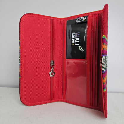 Billetera chequera (rojo carmin diseño medio)