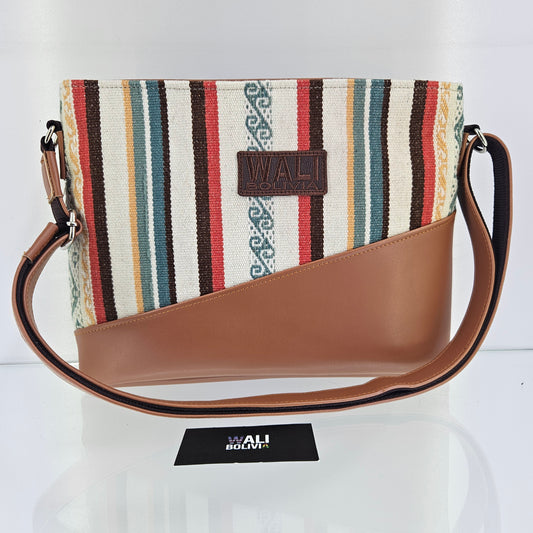 Cartera cuero aguayo (pastel)