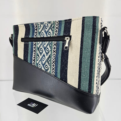 Cartera cuero aguayo (jade)