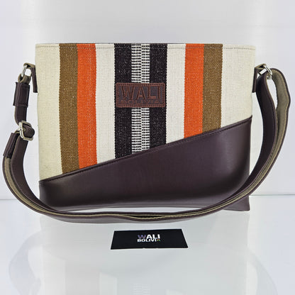 Cartera cuero aguayo (camel cooper)
