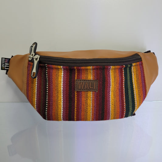 Riñonera clásica de aguayo (naranja con diseño)