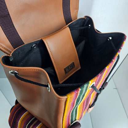 Mochila Wali cuero aguayo (potosino)