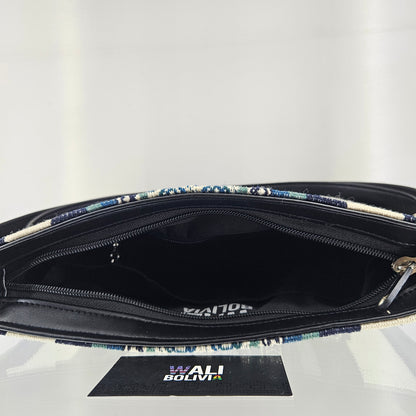 Cartera cuero aguayo (jade)