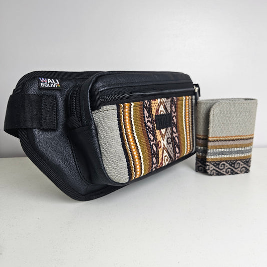 Combo riñonera y billetera triple (plomo)