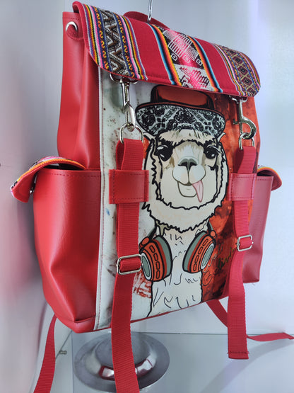 Mochila Rojo Llama Rapera