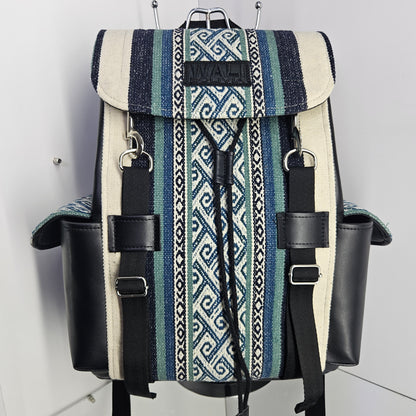 Mochila wali cuero aguayo (jade)