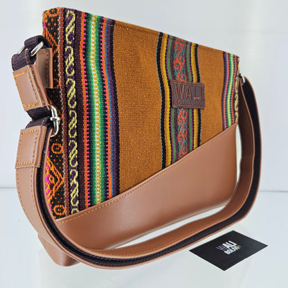 Cartera cuero aguayo (naranja oscuro)