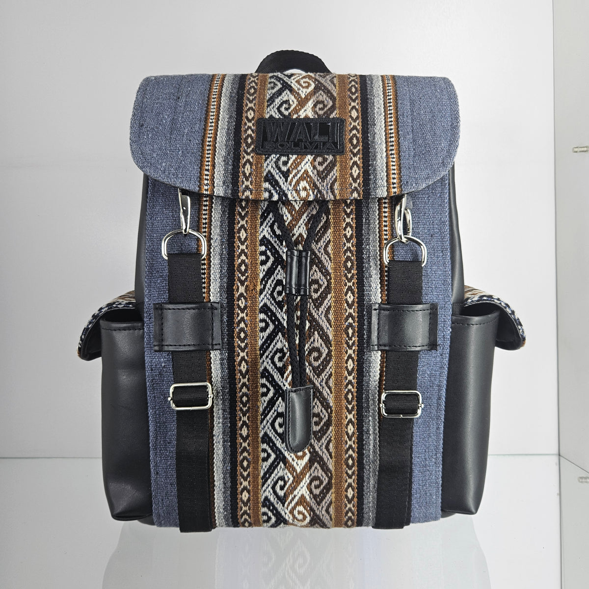 Mochila wali cuero _ azul demin