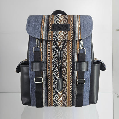 Mochila wali cuero _ azul demin