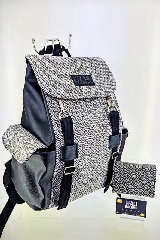 Combo Mochila y billetera mini (Perdiz blanco