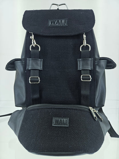 Combo Mochila y Riñonera (perdiz negro)