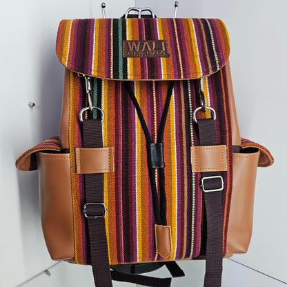 Mochila Wali cuero aguayo (potosino)