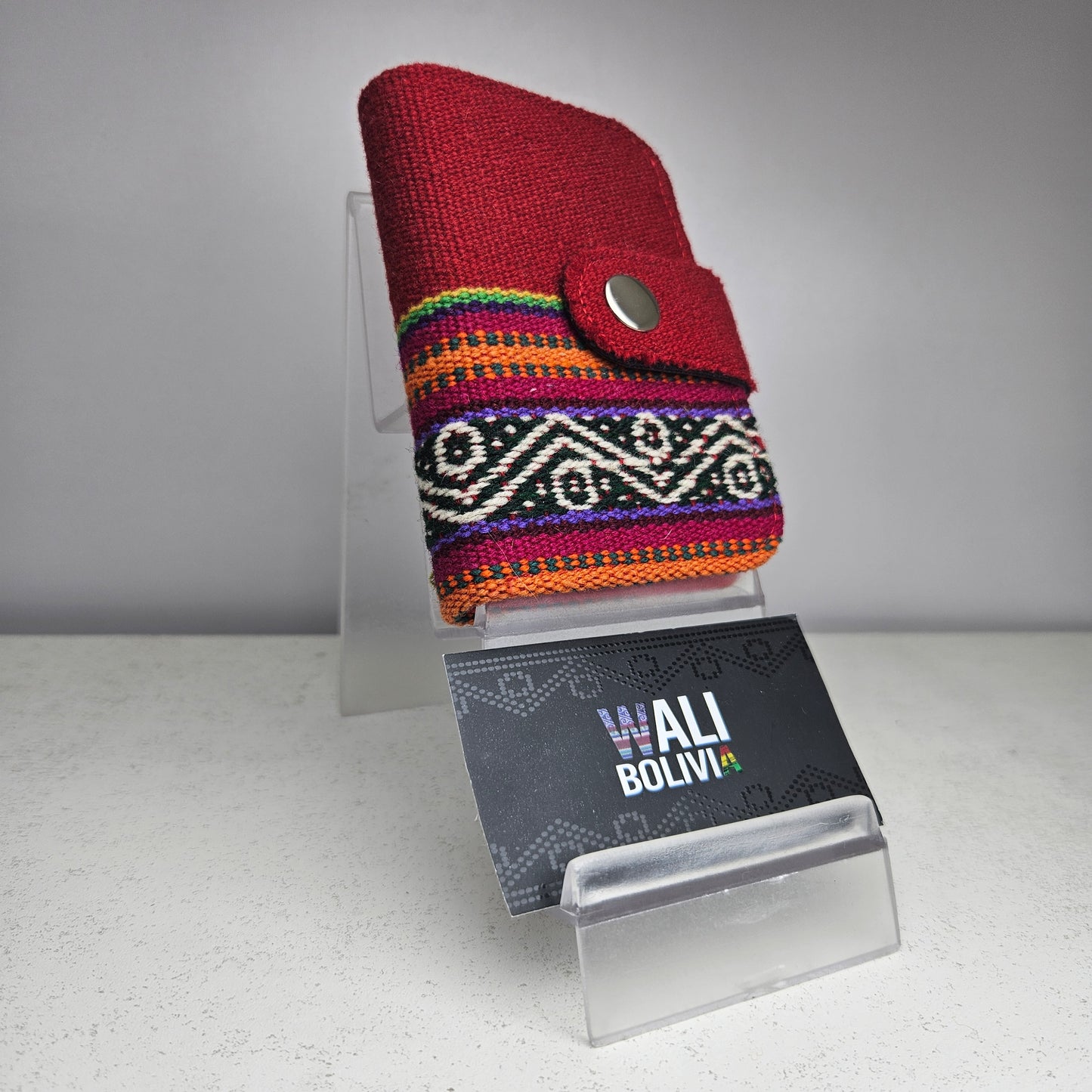 Billetera con broche (rojo carmin)