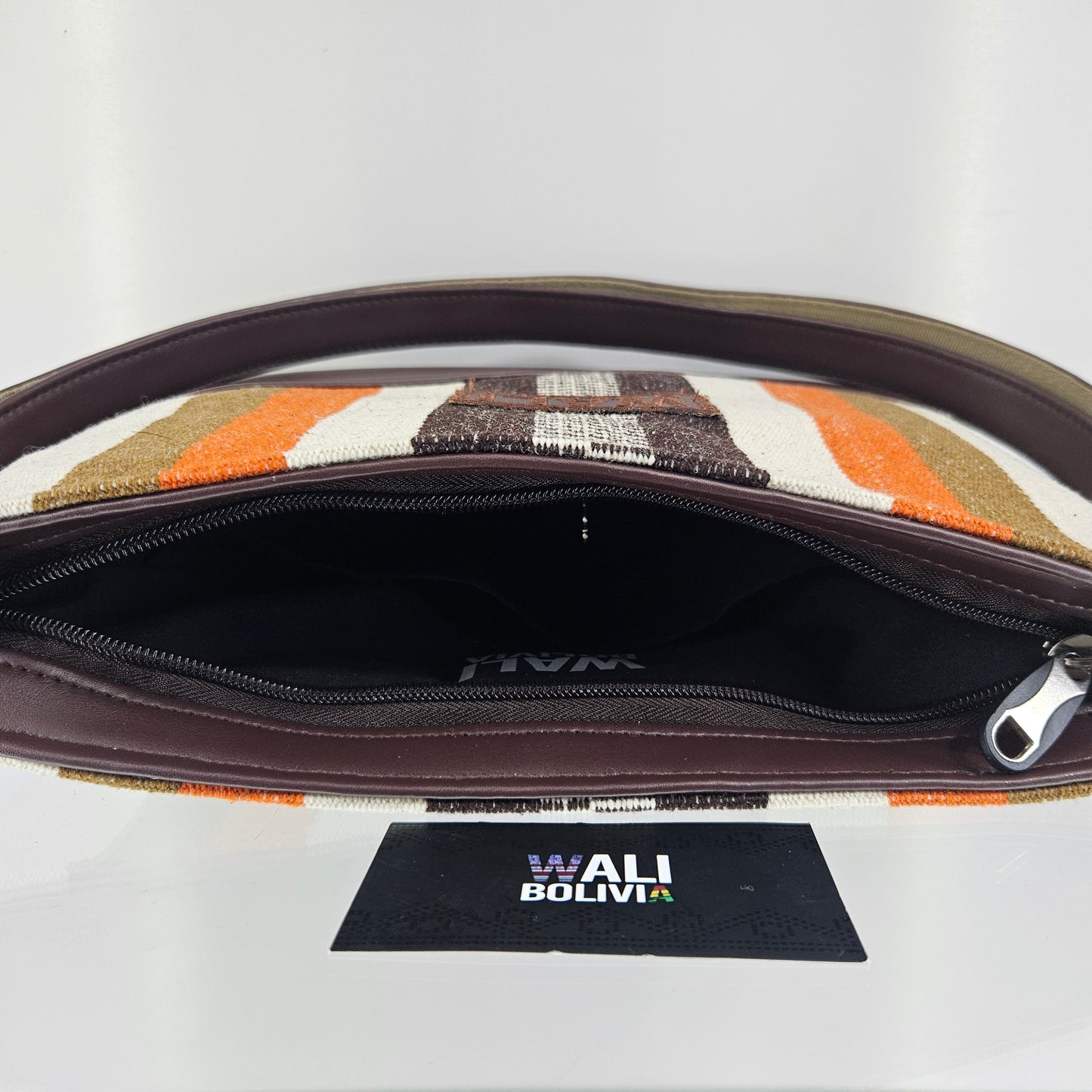 Cartera cuero aguayo (camel cooper)
