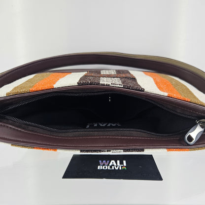 Cartera cuero aguayo (camel cooper)