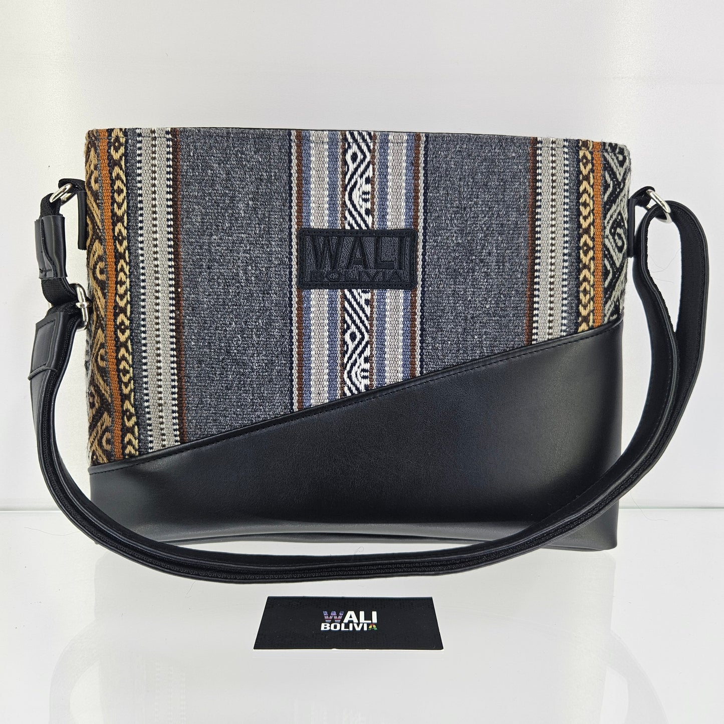 Cartera cuero aguayo (gris lobo)
