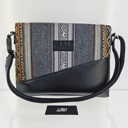 Cartera cuero aguayo (gris lobo)