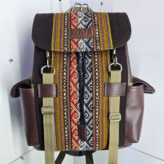 Mochila wali cuero aguayo