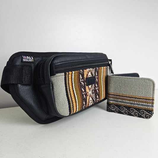 Combo riñonera y billetera doble (plomo)