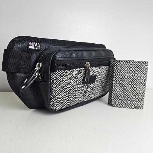 Como riñonera y billetera triple (Perdiz blanco)